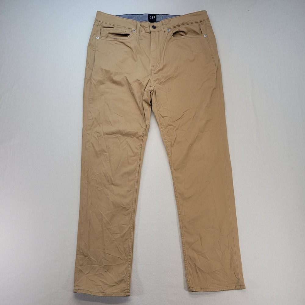 Gap Chino Pants Mens 36x30 Tan Khaki Straight Leg 5-Pocket Stretch Cotton